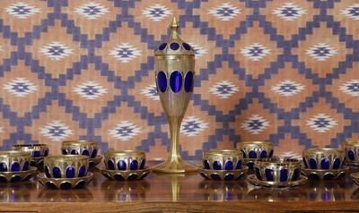 Lot 253 - A cobalt-blue glass Listovane part suite