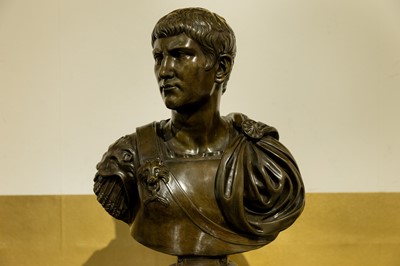 Lot 359 - A grand tour bronze bust of Augustus