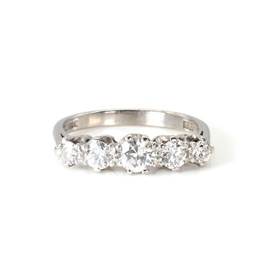 Lot 114 - An 18ct white gold diamond five stone ring