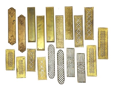 Lot 376 - Nineteen brass door plates