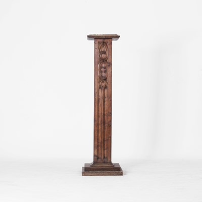 Lot 377 - A square oak pedestal