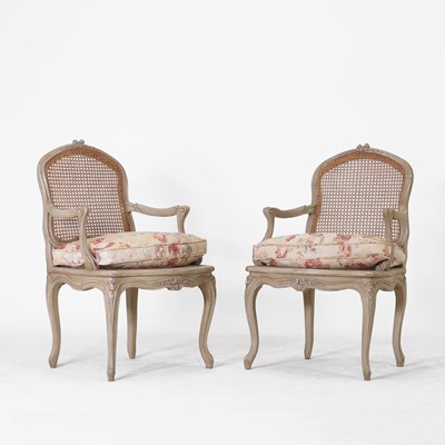 Lot 306 - A pair of Louis XV-style elbow chairs