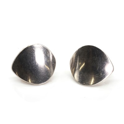Lot 227 - A pair of sterling silver clip-on earrings, by Georg Jensen