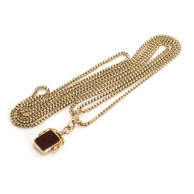 Lot 398 - A fancy link muff chain and a 9ct gold spinning fob