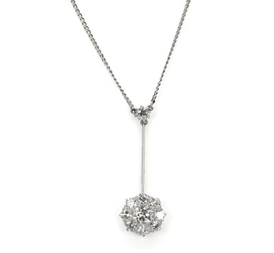 Lot 76 - A platinum and diamond pendant necklace