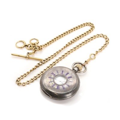 Lot 409 - An 18ct gold Albert chain and a half hunter pocket watch, by Hunt & Roskell
