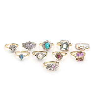 Lot 312 - A collection of 9ct gold gemstone set rings