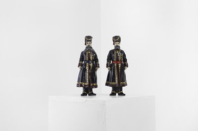 Lot 255 - A pair of Fabergé-style cold-painted bronze figures