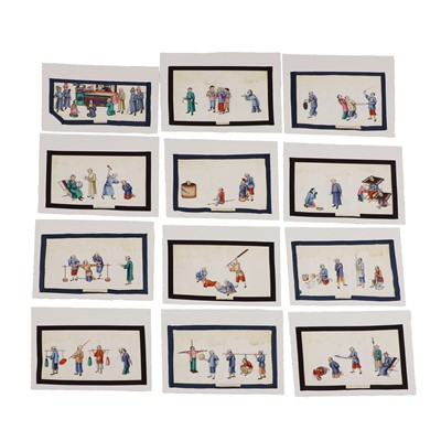 Lot 549 - A collection of twelve Chinese pith paper paintings