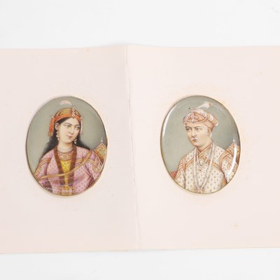Lot 470 - A pair of Indian painted miniatures on ivory