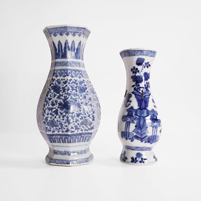 Lot 13 - Two Chinese blue and white wall vases