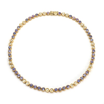 Lot 240 - A diamond and multi-gem rivière necklace