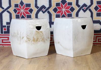Lot 761 - A pair of Chinese stoneware garden seats