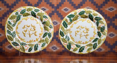 Lot 542 - A pair of Copeland style pottery chargers
