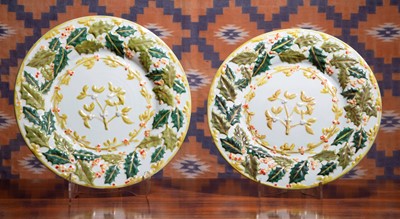 Lot 547 - A pair of Copeland style pottery chargers