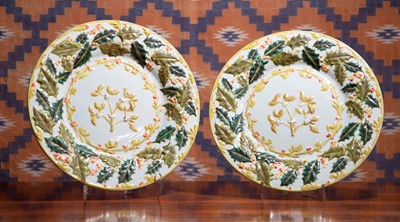Lot 564 - A pair of Copeland style pottery chargers