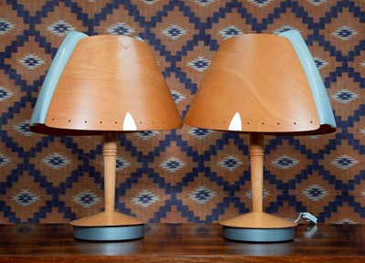 Lot 745 - A pair of plywood lamps