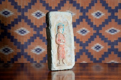 Lot 664 - A Buddhist terracotta brick