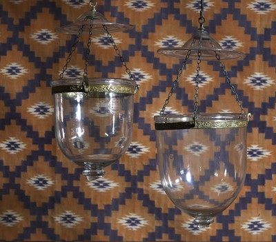 Lot 533 - A near pair of clear glass mosque lanterns