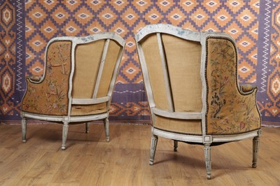 Lot 252 - A pair of Louis XVI-style painted beech bergères