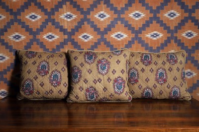 Lot 614 - A group of three French quilted fabric cushions