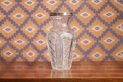 Lot 516 - A silver mounted cut glass vase