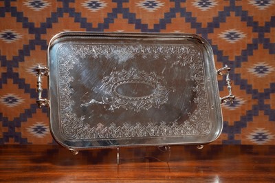 Lot 538 - A large silver-plated serving tray