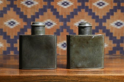 Lot 718 - A pair of Chinese pewter tea caddies