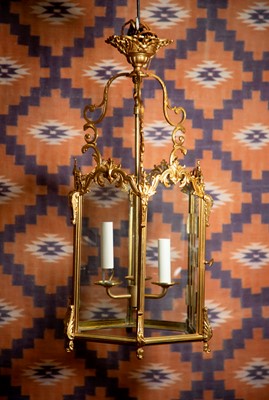 Lot 550 - A Regency style gilt bronze hexagonal lantern