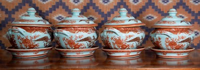 Lot 742 - A set of four Chinese export Fitzhugh pattern tureens and stands