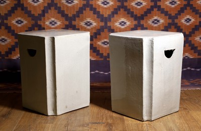 Lot 747 - A pair of cream glazed stoneware garden seats