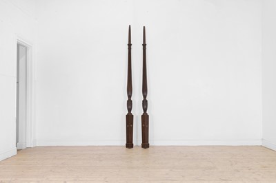 Lot 350 - A pair of George III mahogany bedposts