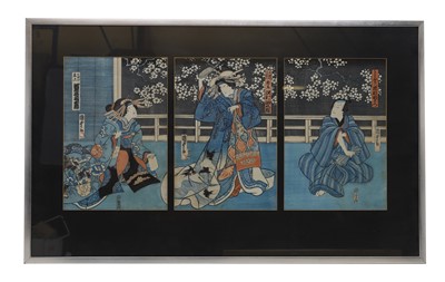 Lot 189 - Two Japanese woodblock triptych prints