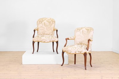 Lot 407 - A near pair of George III 'Hepplewhite' mahogany armchairs