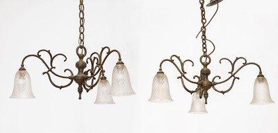 Lot 347 - A pair of Edwardian brass ceiling lights