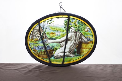 Lot 235 - A mythological stained-glass roundel