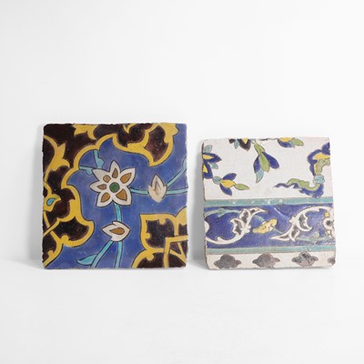 Lot 163 - A Safavid cuerda seca glazed pottery tile