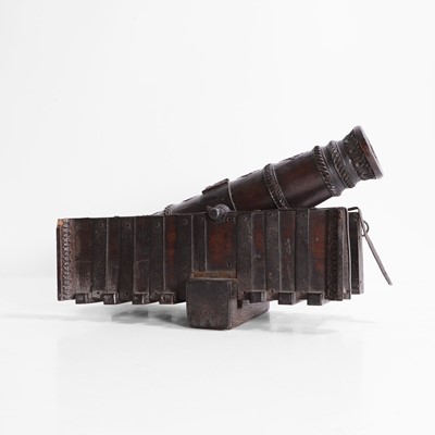 Lot 191 - An Anglo-Indian carved wood model of cannon