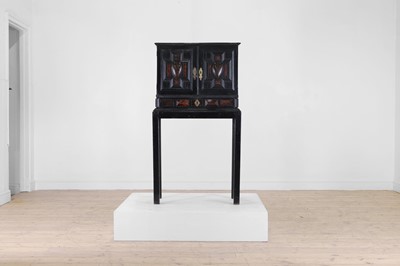 Lot 675 - A baroque ebonised wooden, tortoiseshell and gilt-brass cabinet on stand
