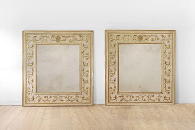 Lot 461 - A near pair of painted and parcel-gilt mirrors