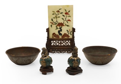 Lot 194 - A Chinese hardstone table screen