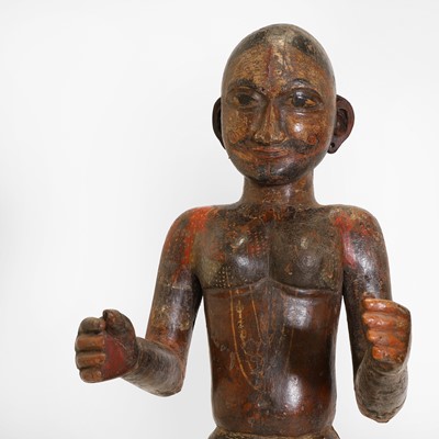 Lot 15 - A pair of carved wooden and painted marriage figures