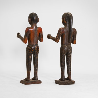 Lot 15 - A pair of carved wooden and painted marriage figures