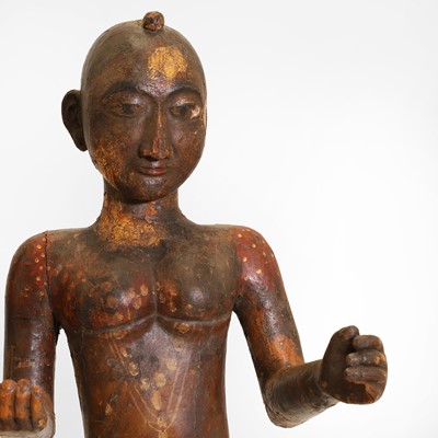 Lot 15 - A pair of carved wooden and painted marriage figures