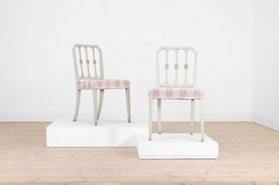 Lot 230 - A set of twelve George III-style painted wooden dining chairs