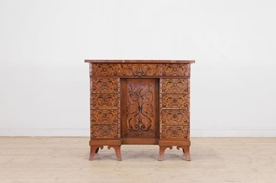 Lot 390 - A walnut and seaweed marquetry bureau