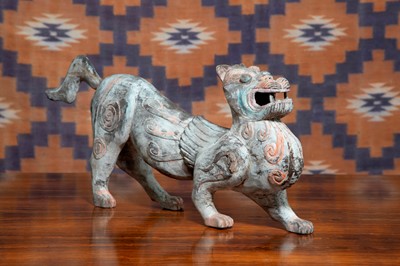 Lot 739 - A Chinese carved wood dragon