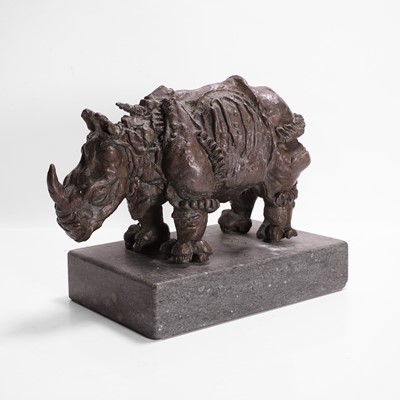 Lot 305 - A bronze rhinoceros