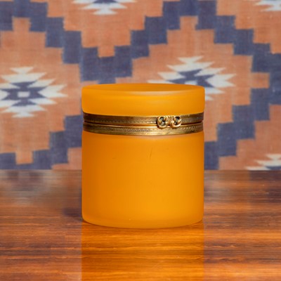 Lot 572 - A Murano orange opaque glass cylindrical box
