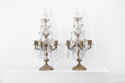 Lot 370 - A pair of Louis XV-style six-branch candelabra